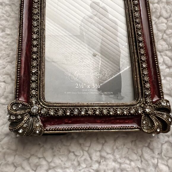 2 NEW Green Tree Gallery Photo Frame Rhinestone Red for 2 X 3” Photos Ornate - Picture 9 of 14